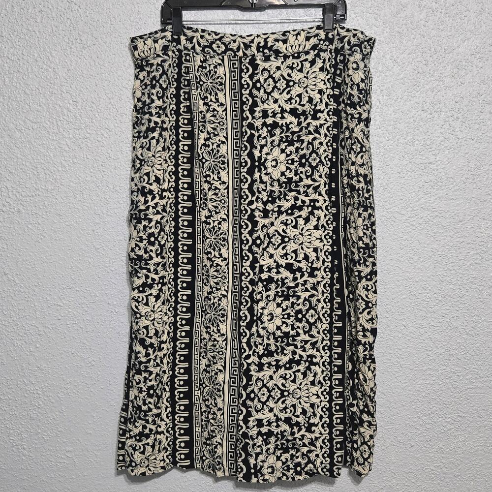 Abria Womens Womens Baroque Greek Key Maxi Skirt Size 1X Boho Ornate Festival